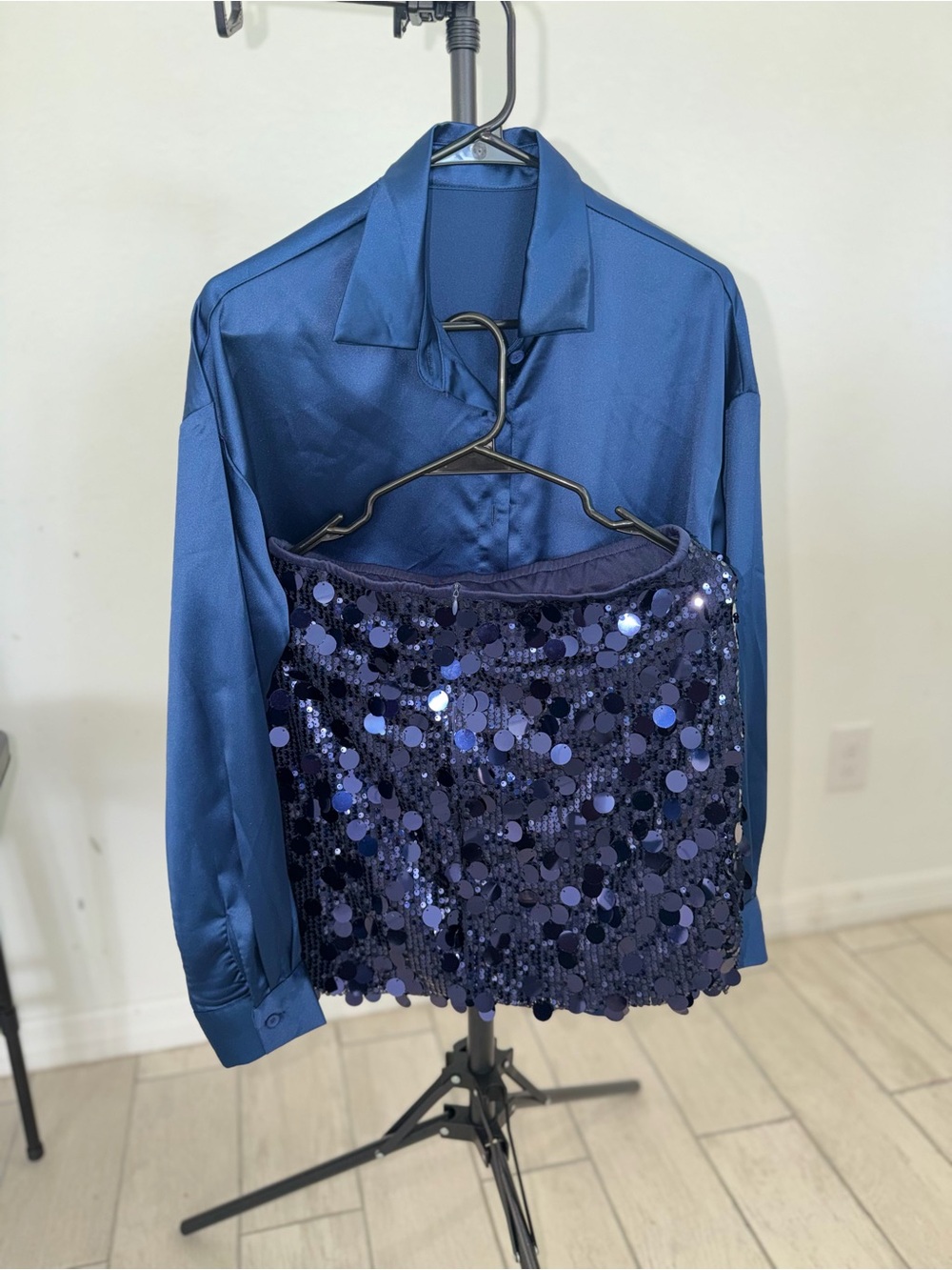 Navy Sequin Mini Skirt - Sparkle Evening Skirt